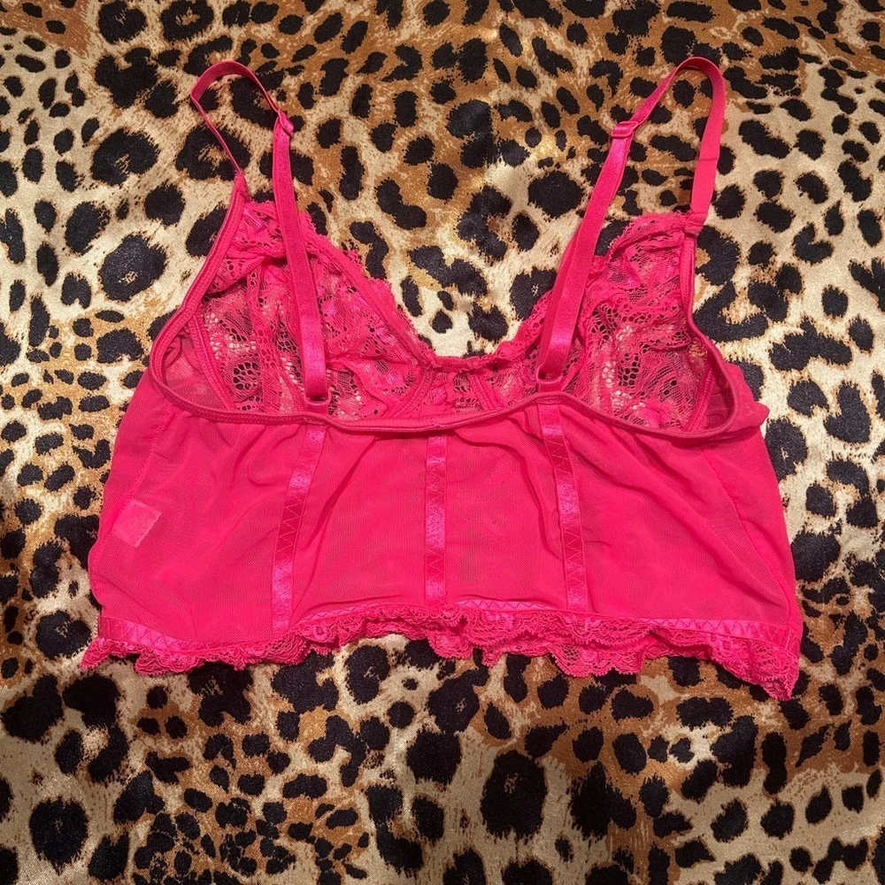 Shein Hot Pink Mesh & Lace Bra